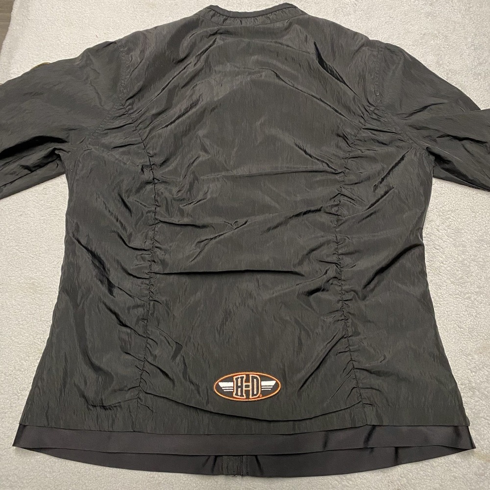 Harley Davidson Jacket Womens XL Black Windbreaker Full Zip Patches Motorcycle - Picture 3 of 7